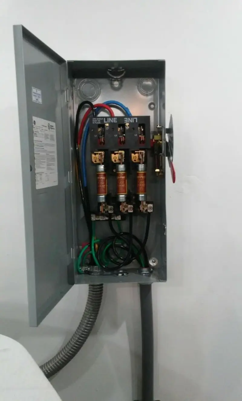 Three-phase disconnect switch installed for Electrical Wiring & Rewiring in Mack